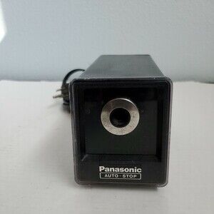Panasonic Pencil Sharpener KP-77 Auto Stop Black Tested Works Great Vintage